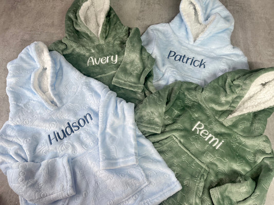 Personalised kids oversized plush hoodie