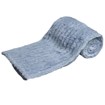 Personalised sherpa bubble blanket. Light grey or dusky blue colour