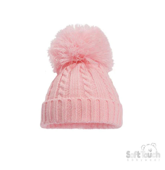 Cable Knit Hat with Pom Pom 12-24 months