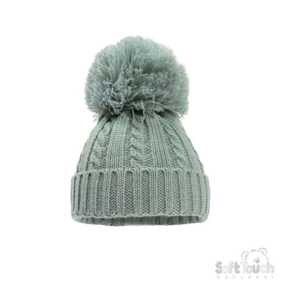 Cable Knit Hat with Pom Pom 12-24 months