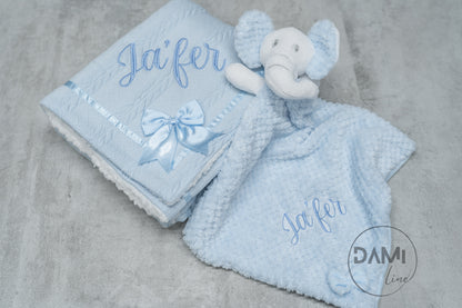 Personalised Baby Gift Set – Blanket & Elephant Comforter