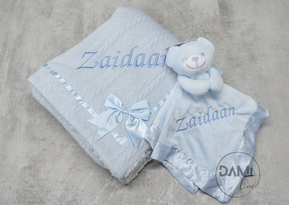 Personalised Baby Gift Set – Blanket & Bear Comforter
