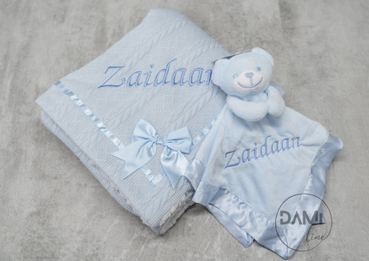 Personalised Baby Gift Set – Blanket & Bear Comforter