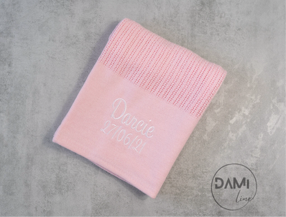 Personalised PINK cellular cotton baby blanket