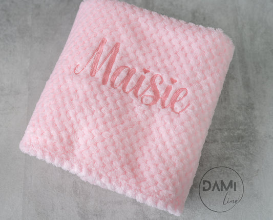 Pink honeycomb blanket. Personalised