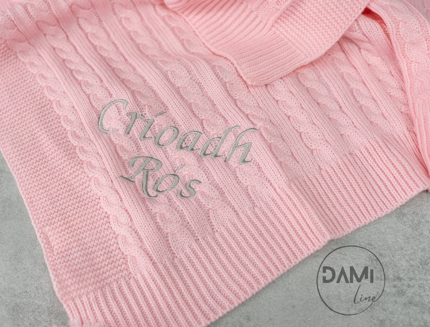 Personalised knitted baby blanket - PINK or BLUE