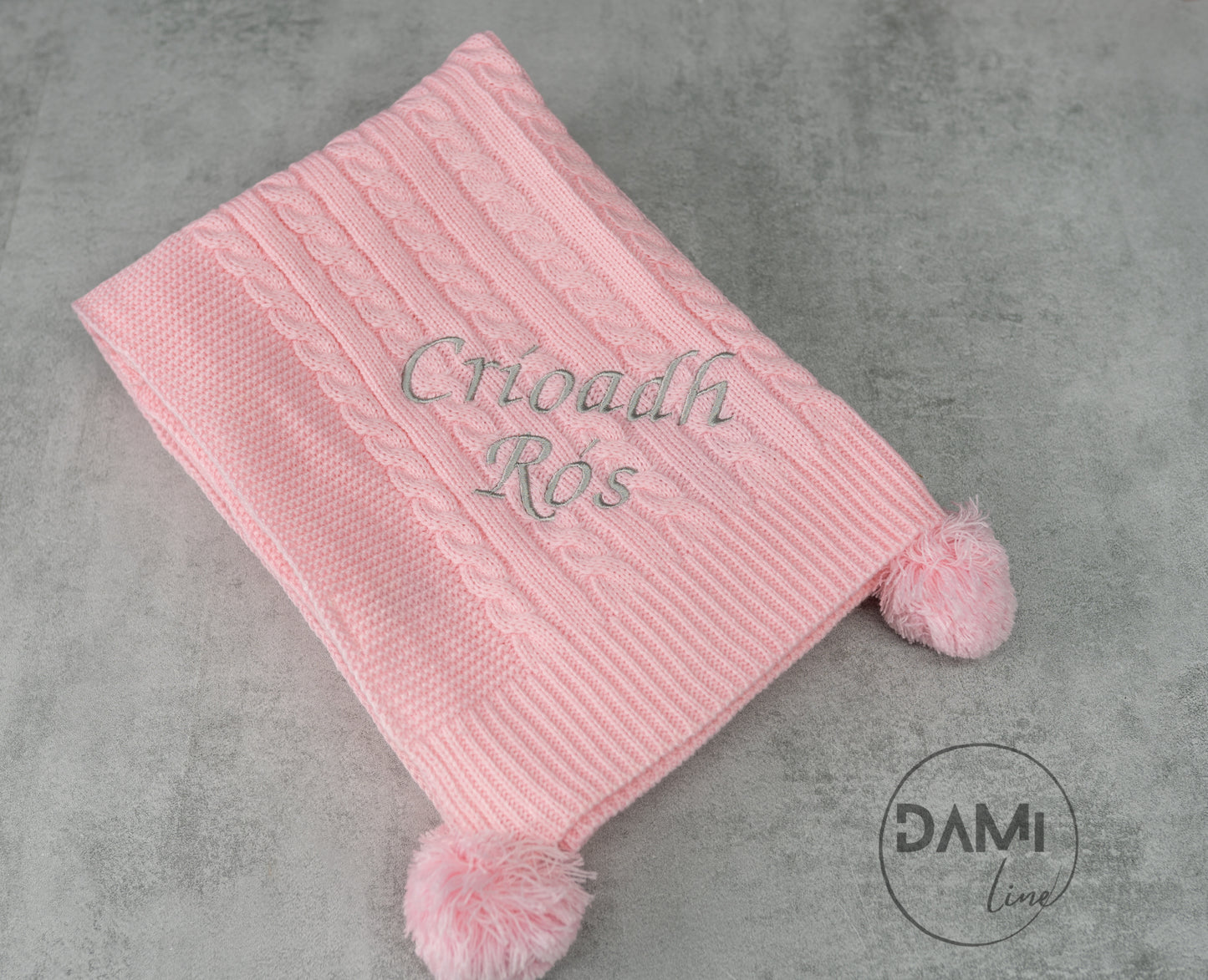 Personalised knitted baby blanket - PINK or BLUE