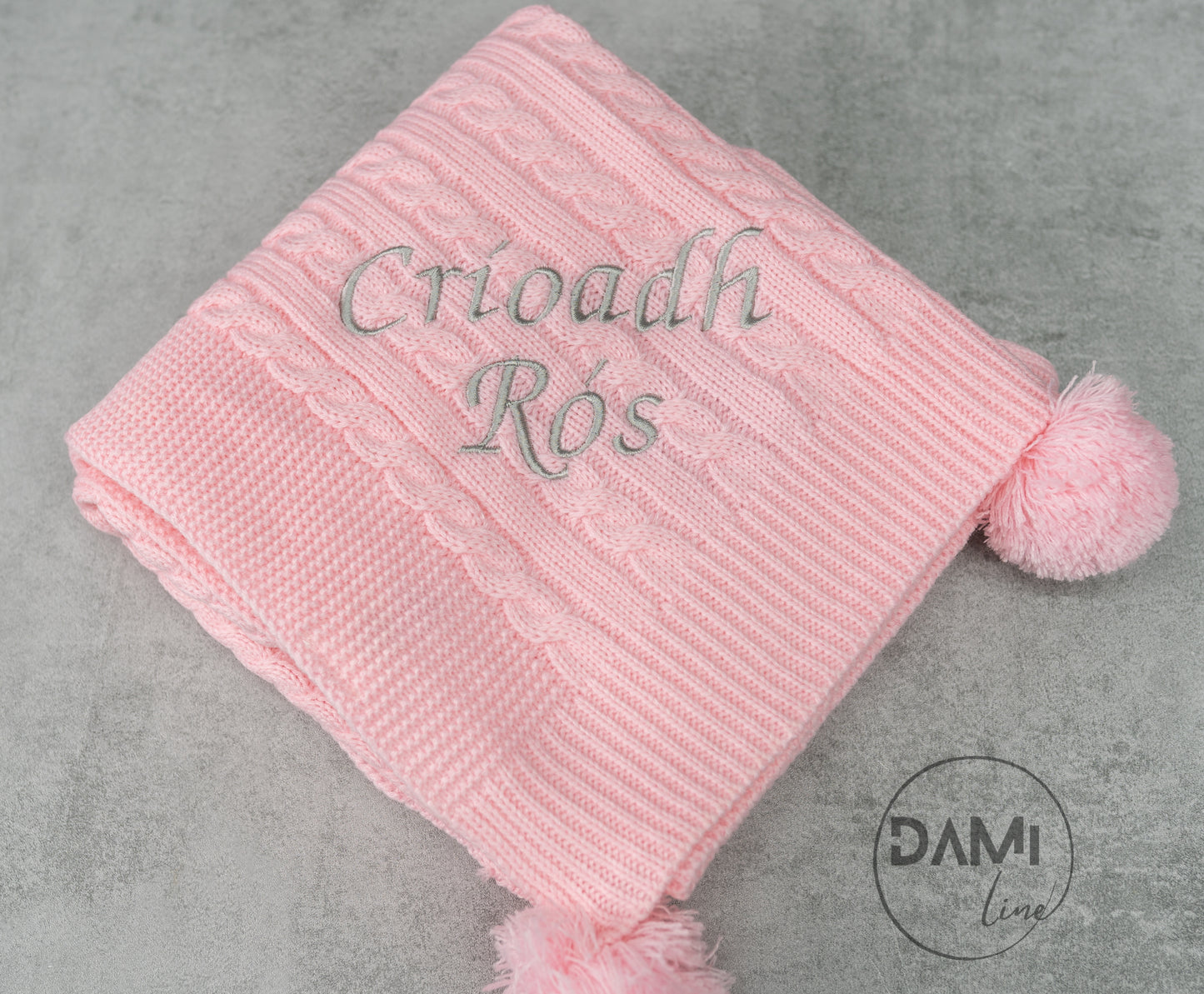 Personalised knitted baby blanket - PINK or BLUE