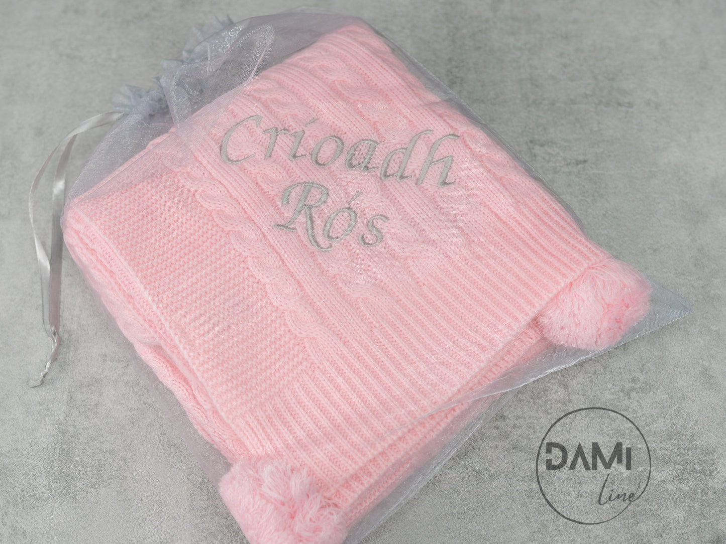 Personalised knitted baby blanket - PINK or BLUE