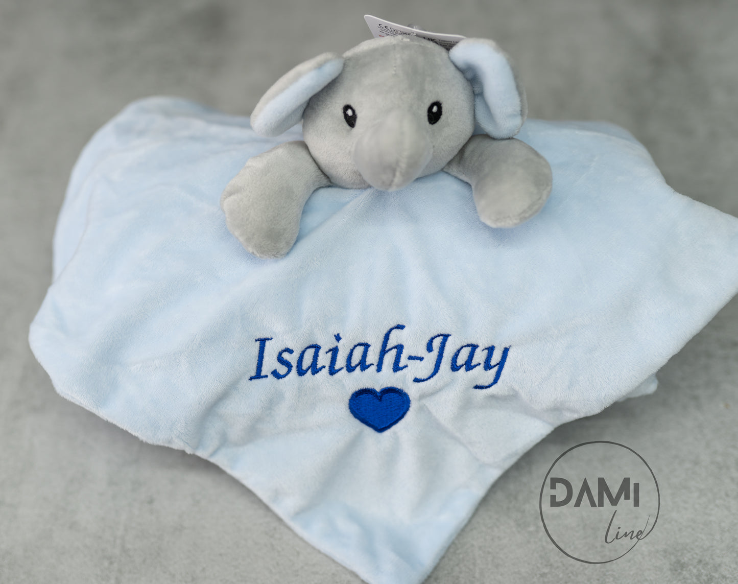 Personalised baby bubble blanket, personalised bath robe, elephant comforter and knitted booties gift set | Baby 4 pcs gift set in box