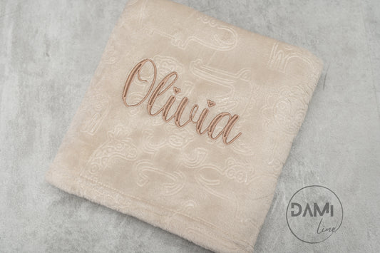 Biscuit animal embossed blanket. Personalised