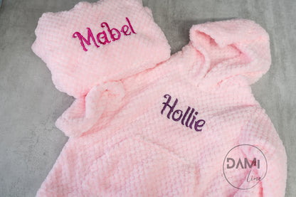 Personalised honeycomb baby hoodie.