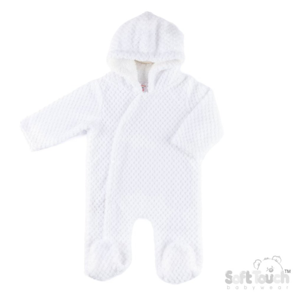 Honeycomb All-in-One Baby Suit with Sherpa Hood – 3–9 Months