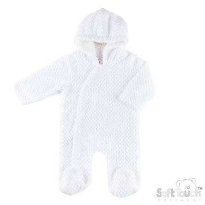 Personalised Honeycomb All-in-One Baby Suit with Sherpa Hood – 3–9 Months