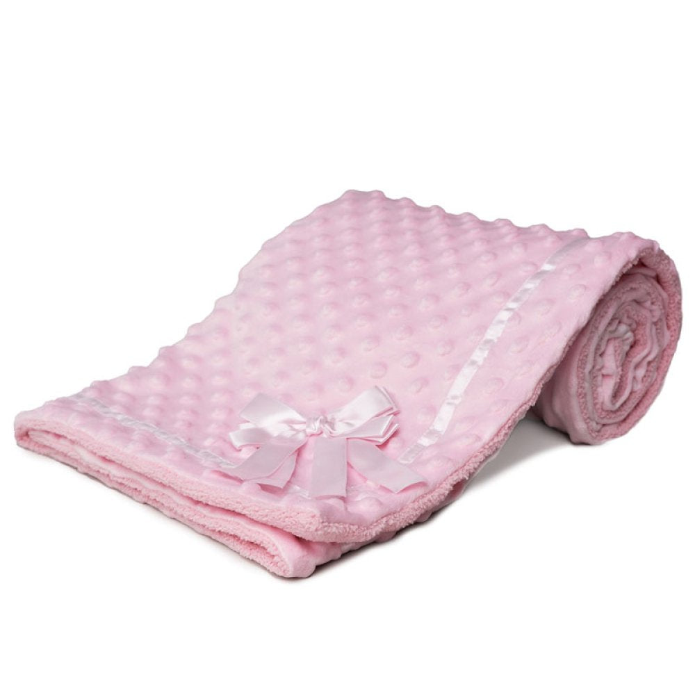 Personalised bubble blanket with satin bow and sherpa back. Multiple colours available.