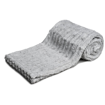 Personalised sherpa bubble blanket. Light grey or dusky blue colour