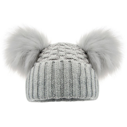 Personalised Checked/Striped Hat with Pom Poms