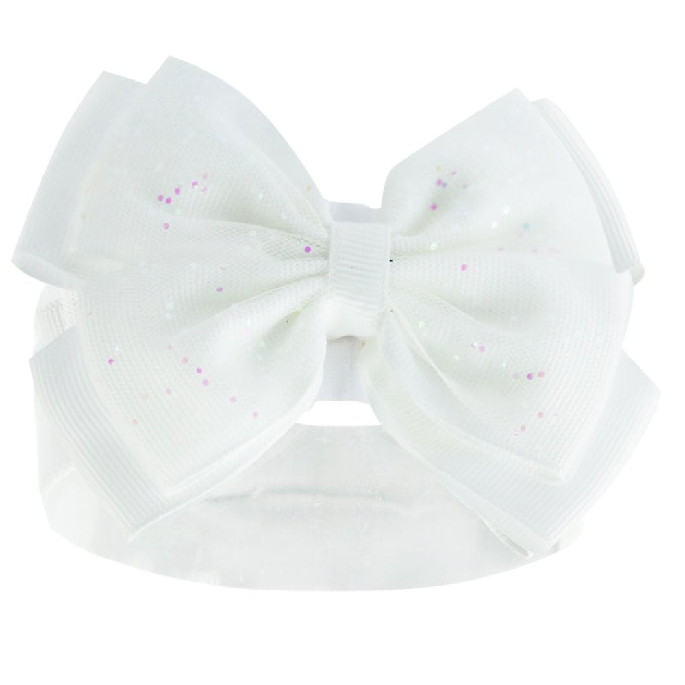 Plain Headband with Glitter Bow. Multiple colours available