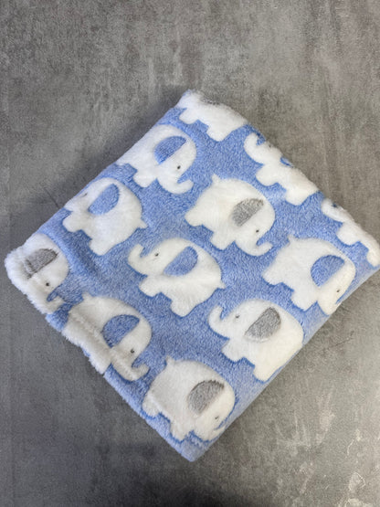 Personalised elephant print baby blanket.