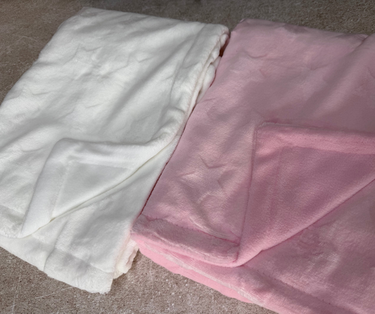 Personalised star embossed blanket. Pink or white