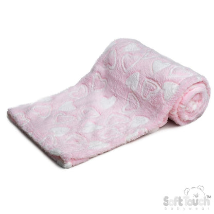 Personalised fleece hearts print blanket