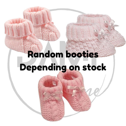 Personalised Baby Girl Gift Set – Pink Blanket, Elephant Comforter & Knitted Booties in Magnetic Gift Box