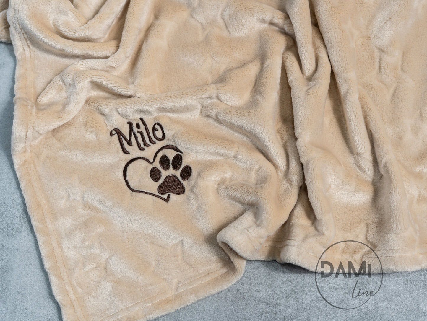 Personalised dog | cat | puppy | kitten star or heart embossed blanket, pet blanket