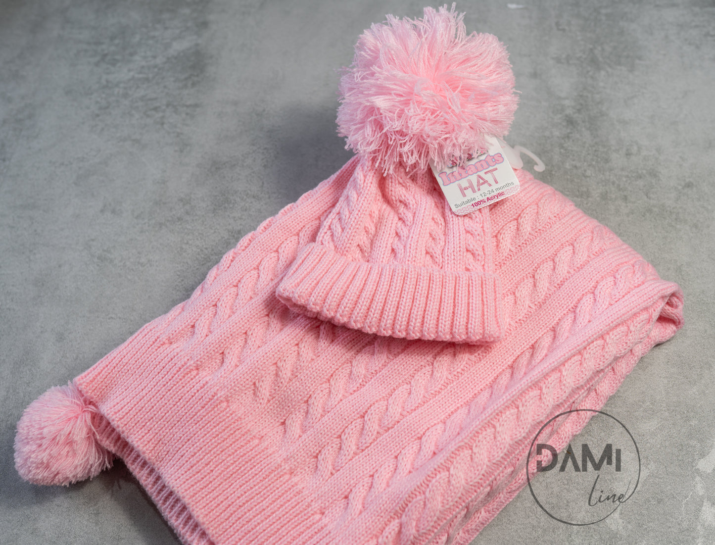 Personalised baby knitted blanket and knitted hat gift set - PINK or BLUE AVAILABLE