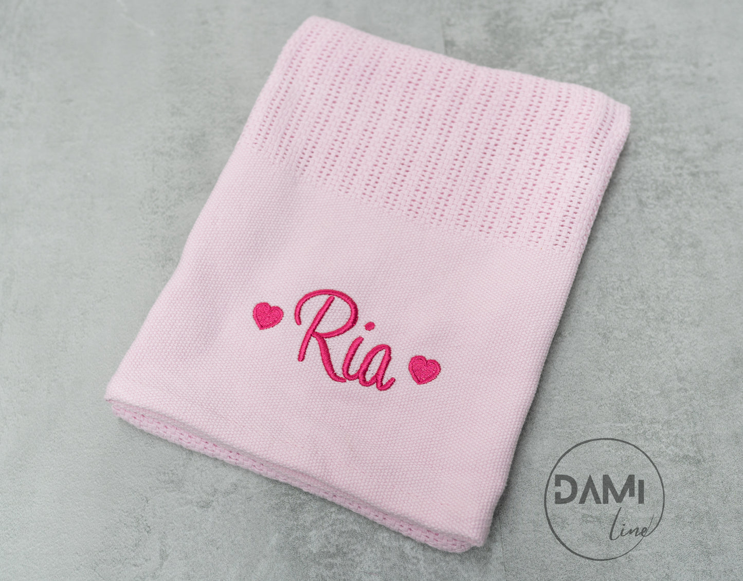 Personalised PINK cellular cotton baby blanket