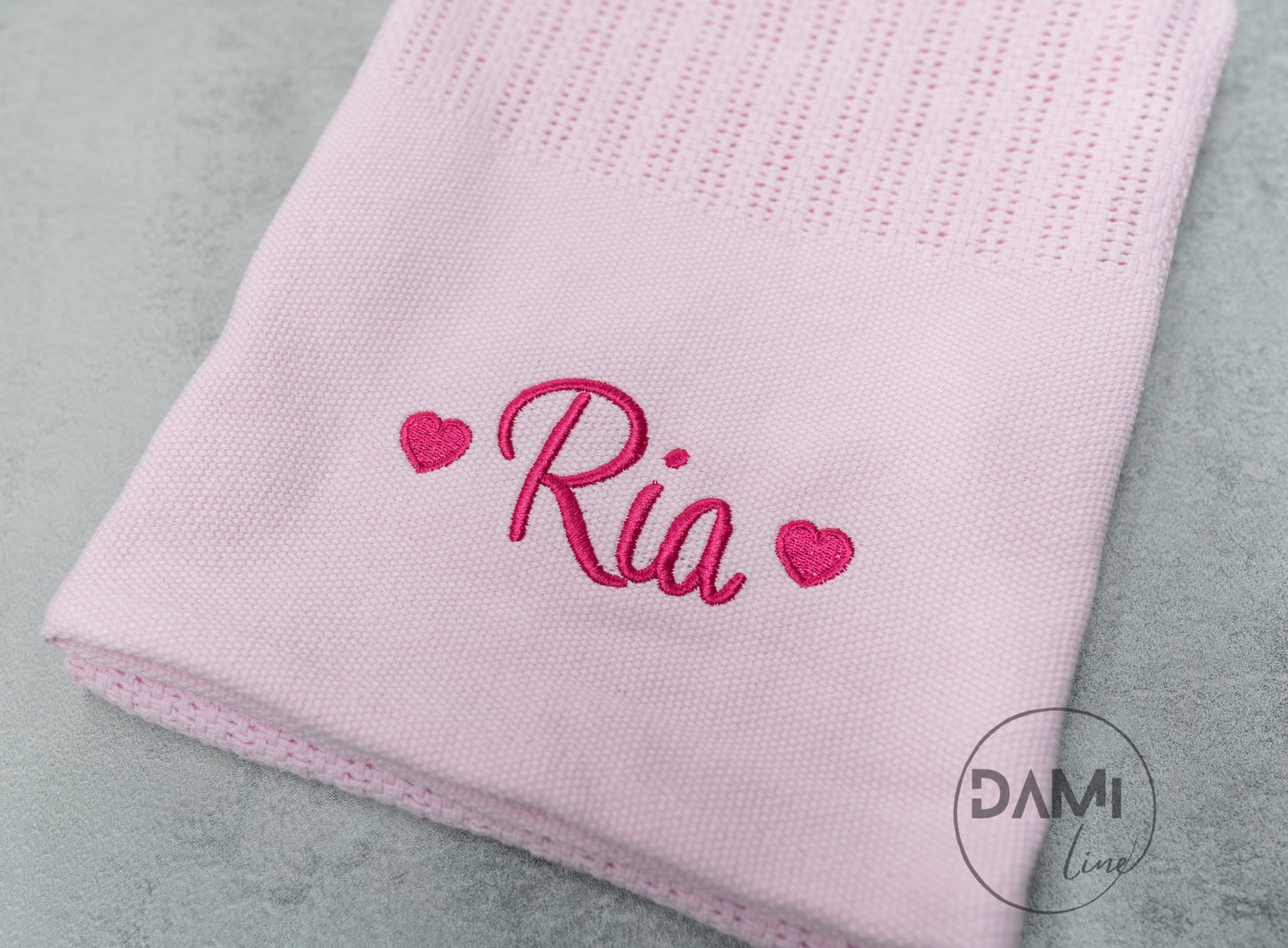 Personalised PINK cellular cotton baby blanket