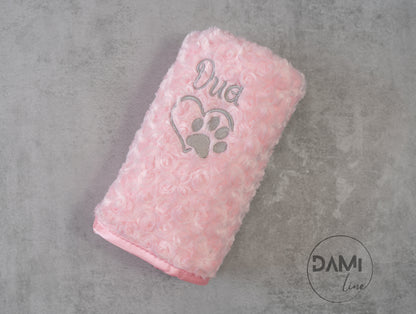 Personalised dog | cat | puppy | kitten rose bud blanket, pet blanket