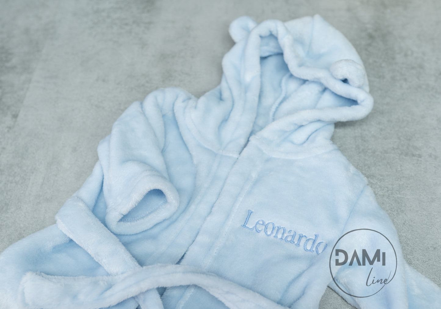 Personalised (classic font) hooded baby baby bath robe, baby dressing gown