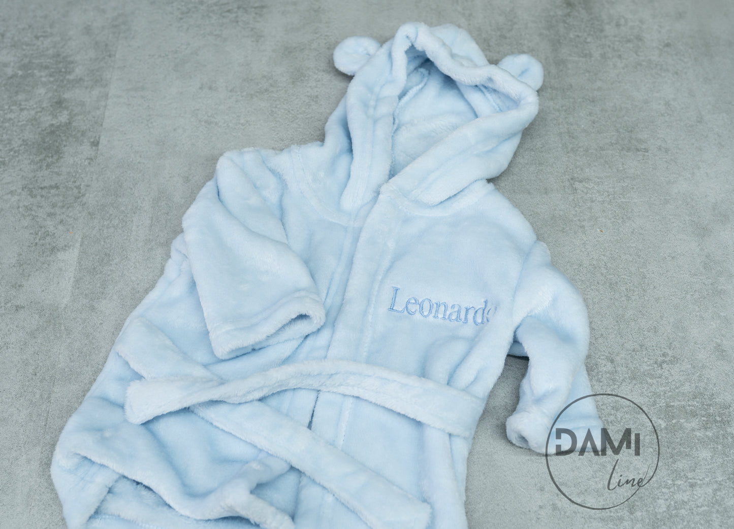 Personalised (classic font) hooded baby baby bath robe, baby dressing gown