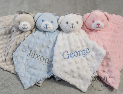 Personalised bear comforter.