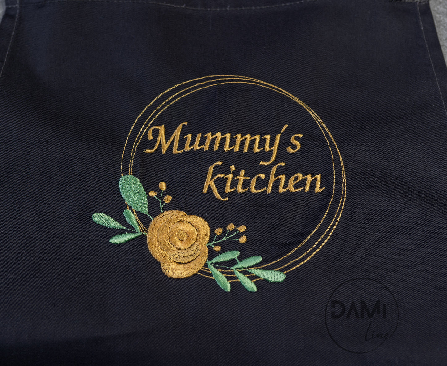 Personalised embroidered adult apron with pocket