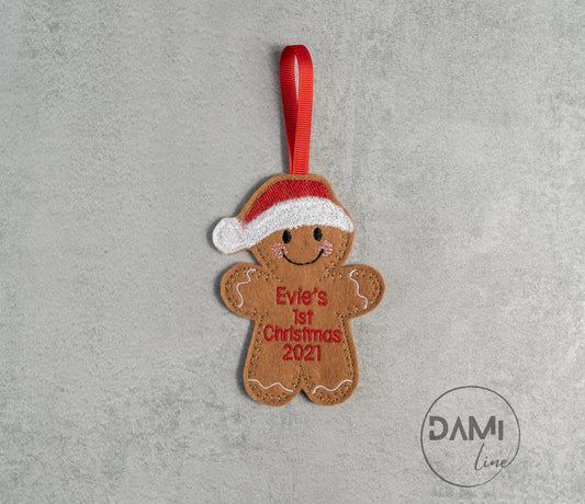 Baby's First Christmas gingerbread man felt hanging tree decoration