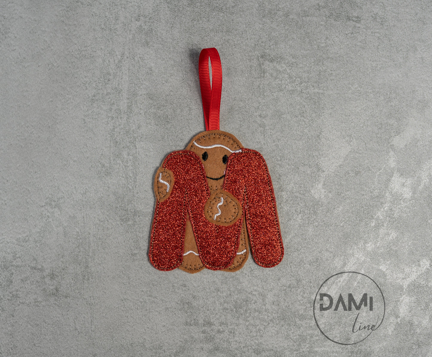 Red letter gingerbread man handmade Christmas hanging decoration