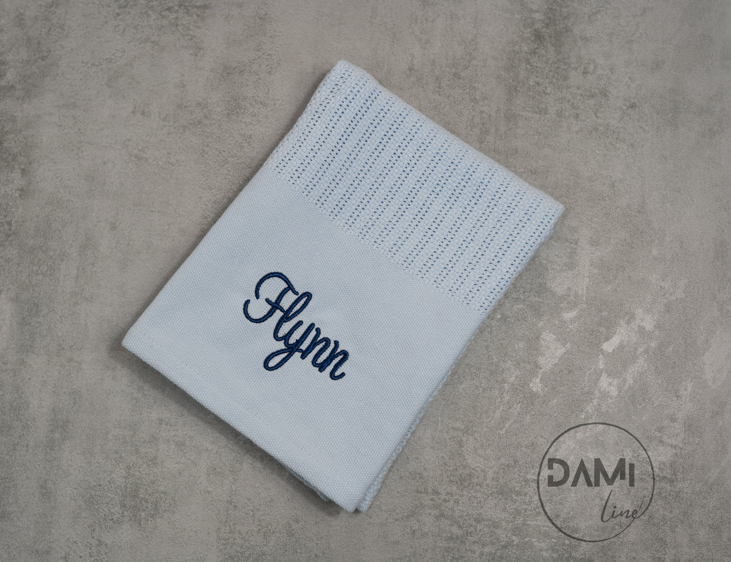 Personalised BLUE cellular cotton baby blanket