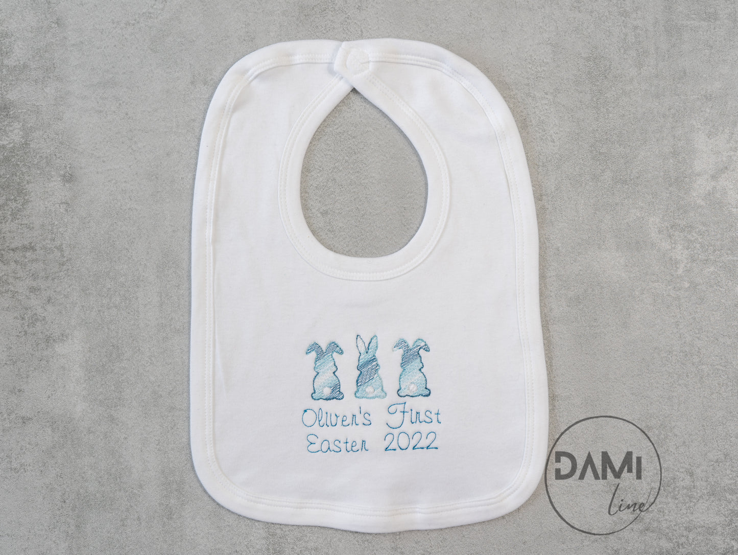 Personalised embroidered 1st Easter baby bib