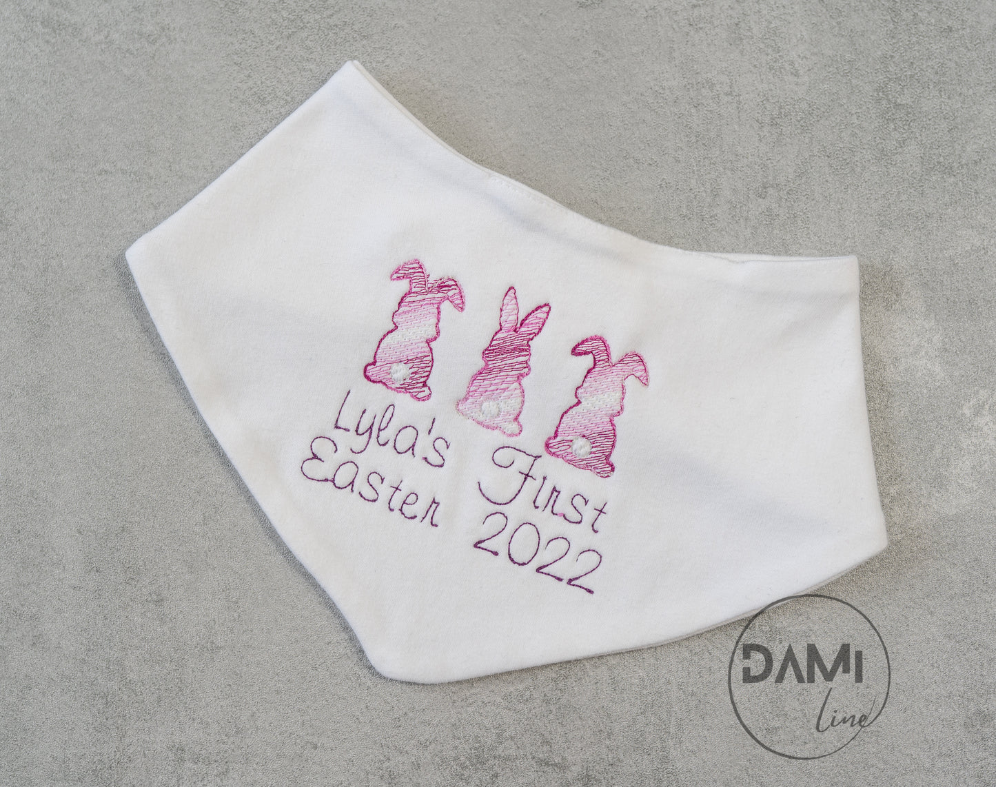 Personalised embroidered 1st Easter baby bib