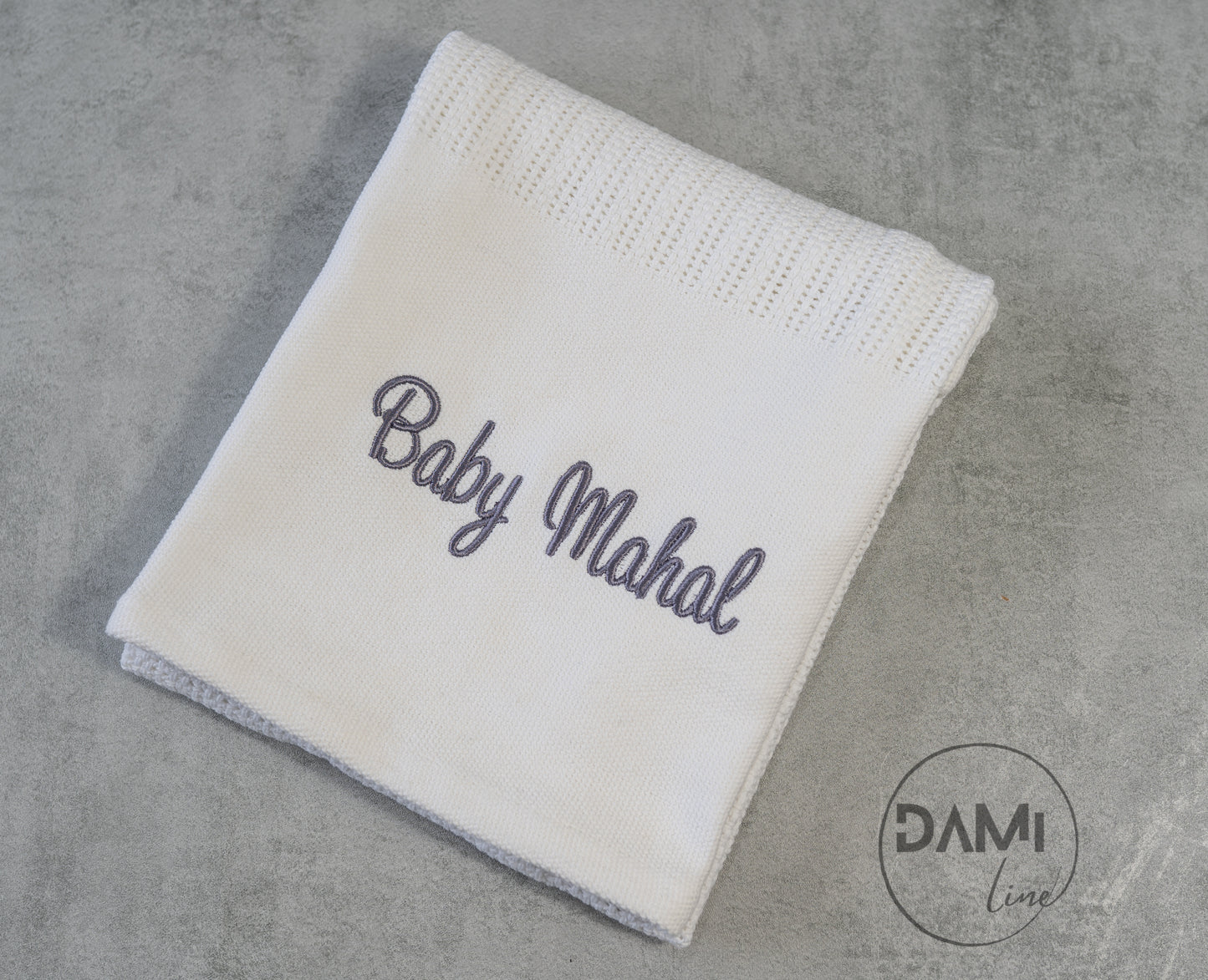 Personalised WHITE cellular cotton baby blanket