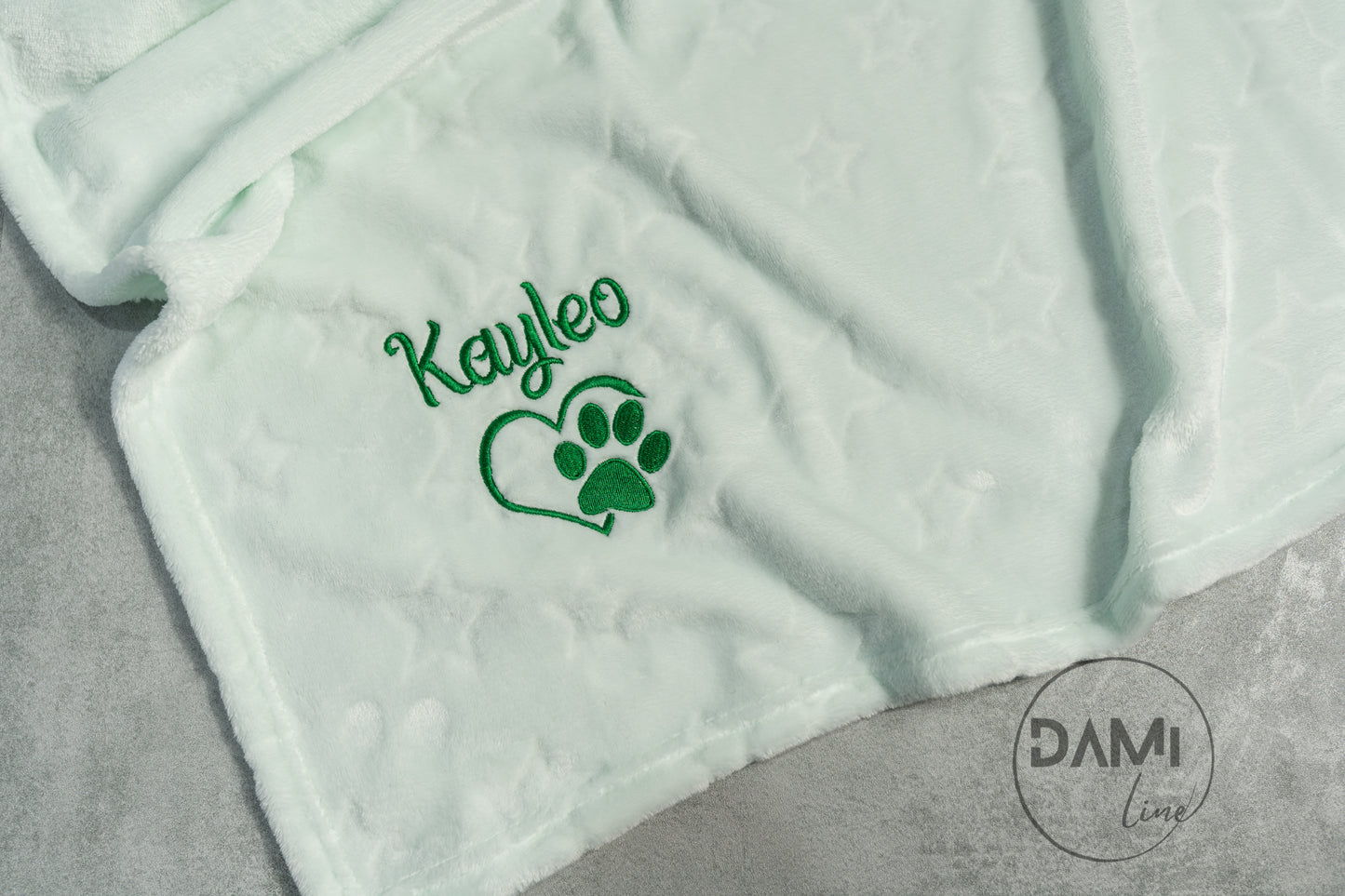 Personalised dog | cat | puppy | kitten star or heart embossed blanket, pet blanket