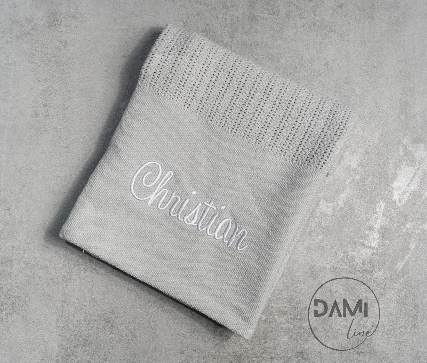 Personalised GREY cellular cotton baby blanket