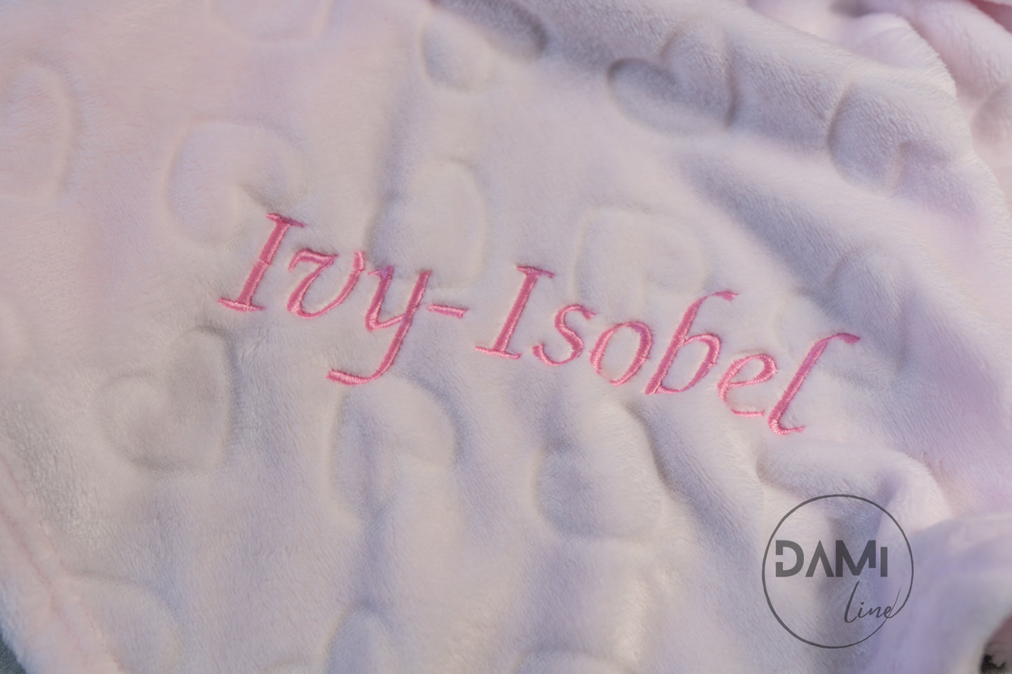 Embroidered personalised star or heart embossed baby blanket