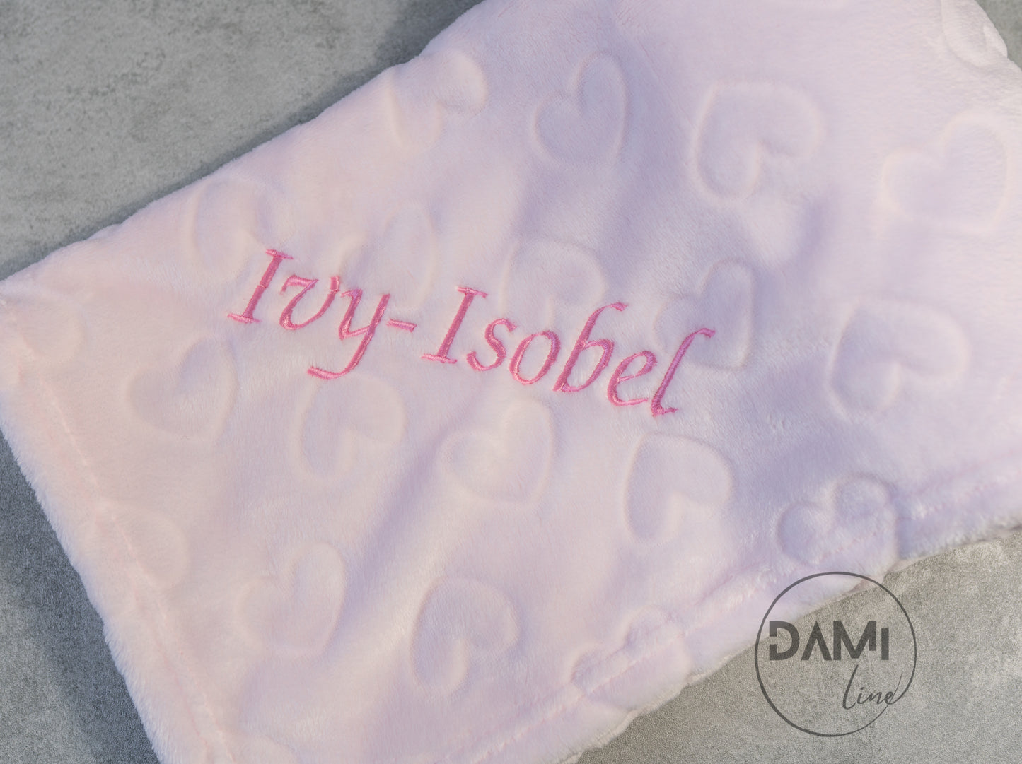 Embroidered personalised star or heart embossed baby blanket