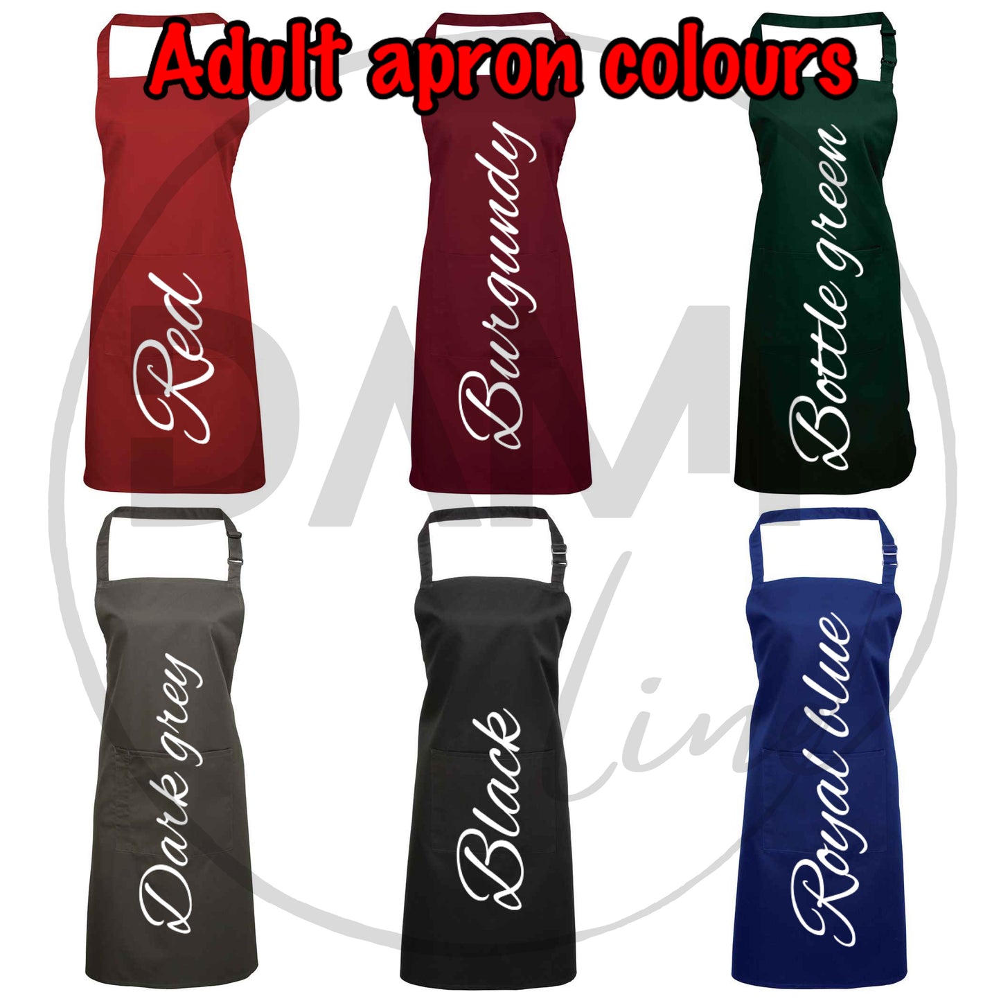 Personalised embroidered adult apron with pocket