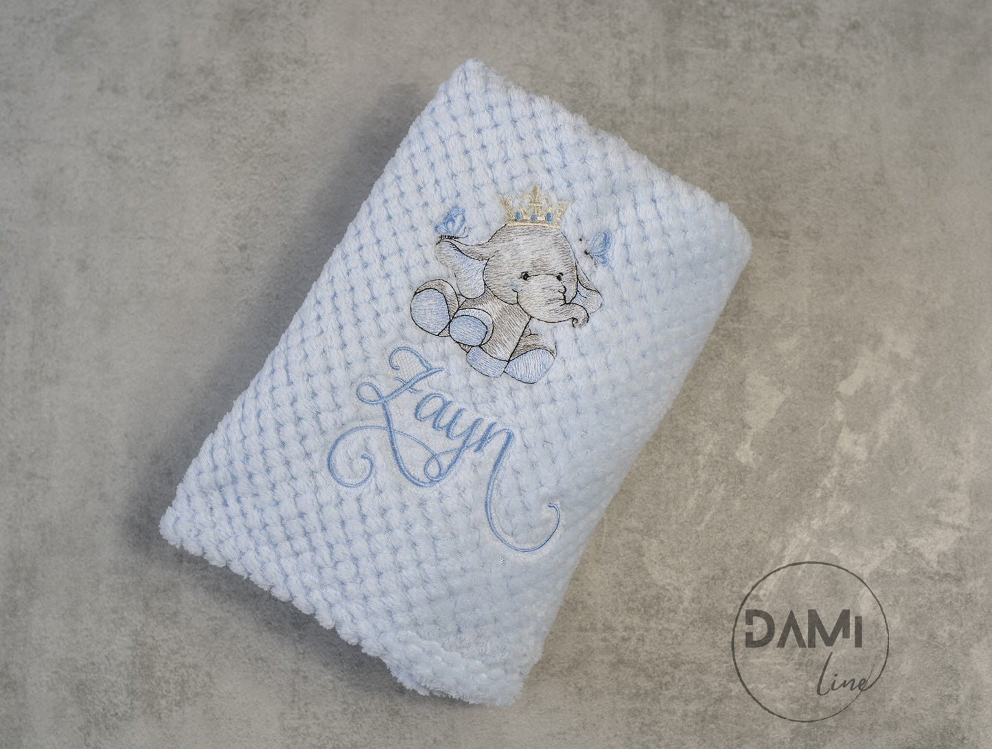 Personalised baby boy waffle blue blanket