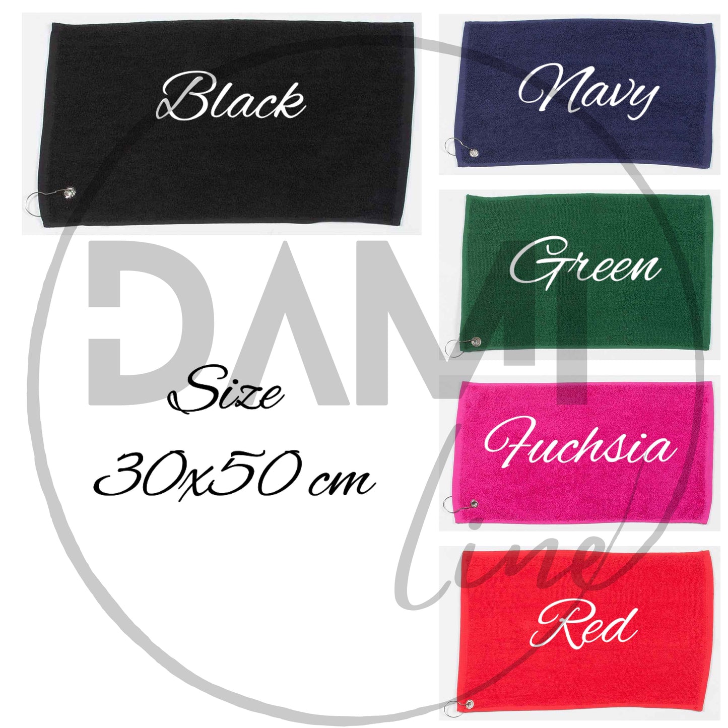 Personalised embroidered golf towel 50x30 cm