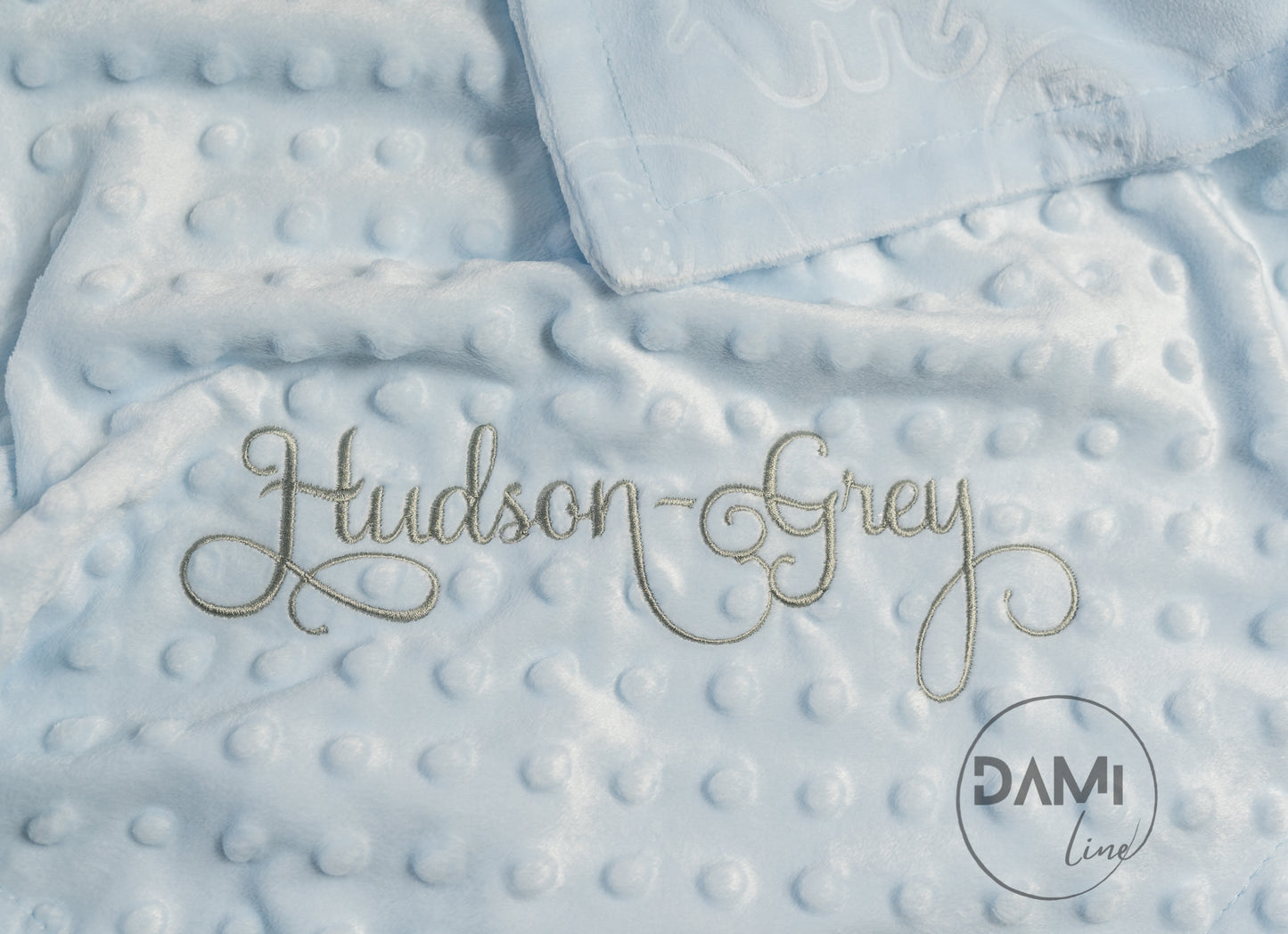 Embroidered personalised elephant embossed baby blanket