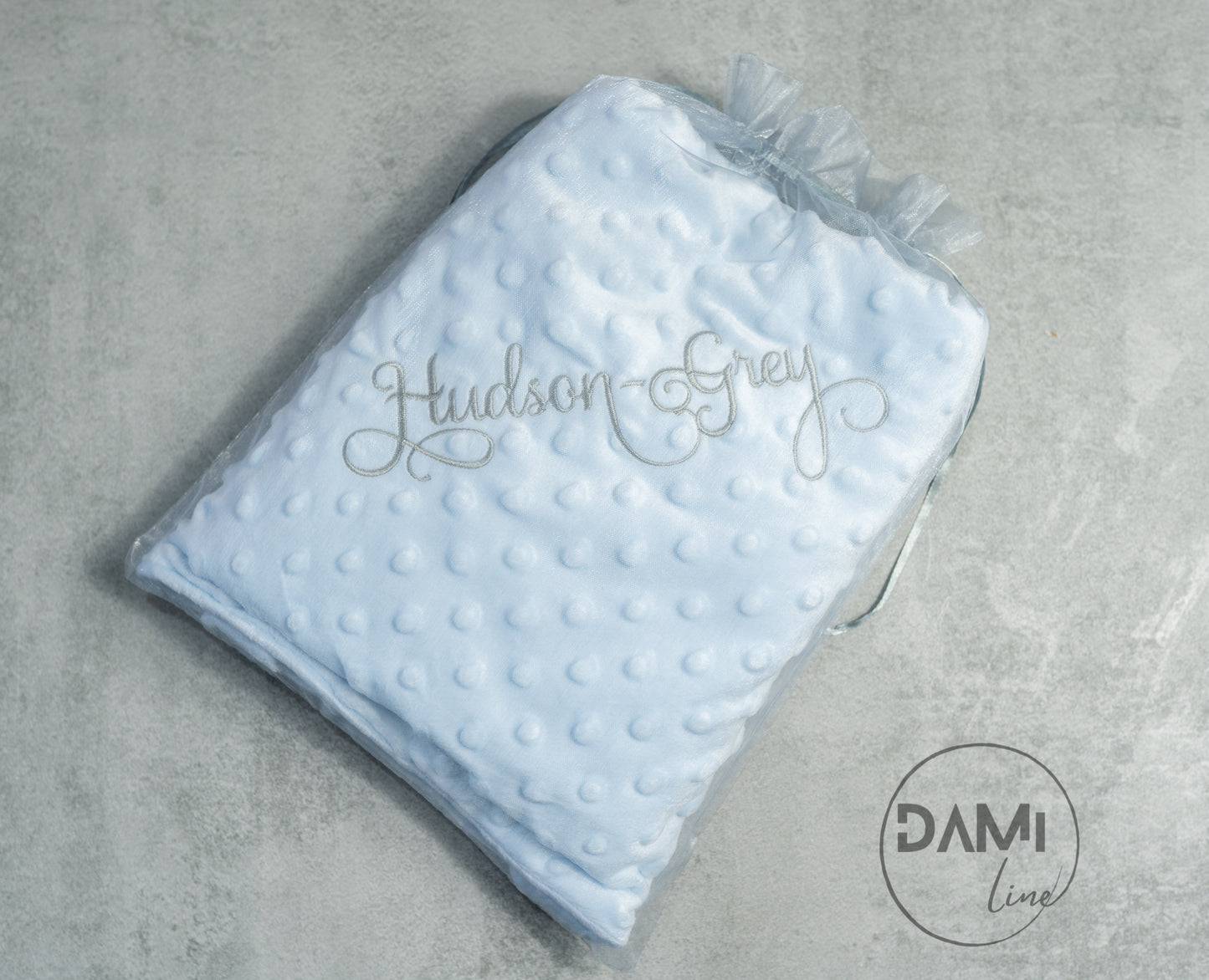 Embroidered personalised elephant embossed baby blanket